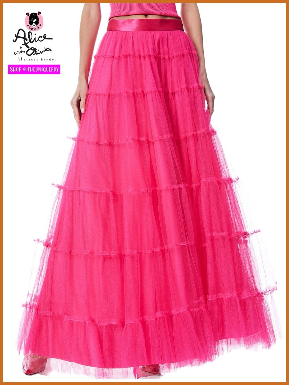 Alice + Olivia Darcy Pink Tulle Maxi Skirt